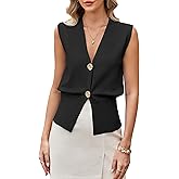 GUOLEZEEV Womens Sweater Vest Button Up V Neck Knit Vest Tops Sleeveless Cardigan Sweaters Tank Top