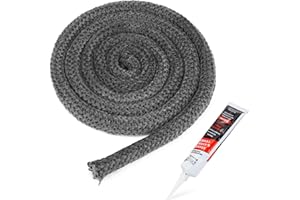 Stanbroil Wood Stove Gasket, 7/8" x 84" Graphite Impregnated Fiberglass Rope Seal and High-Temperature Cement Gasket Kit Replacement for Wood Stoves Door