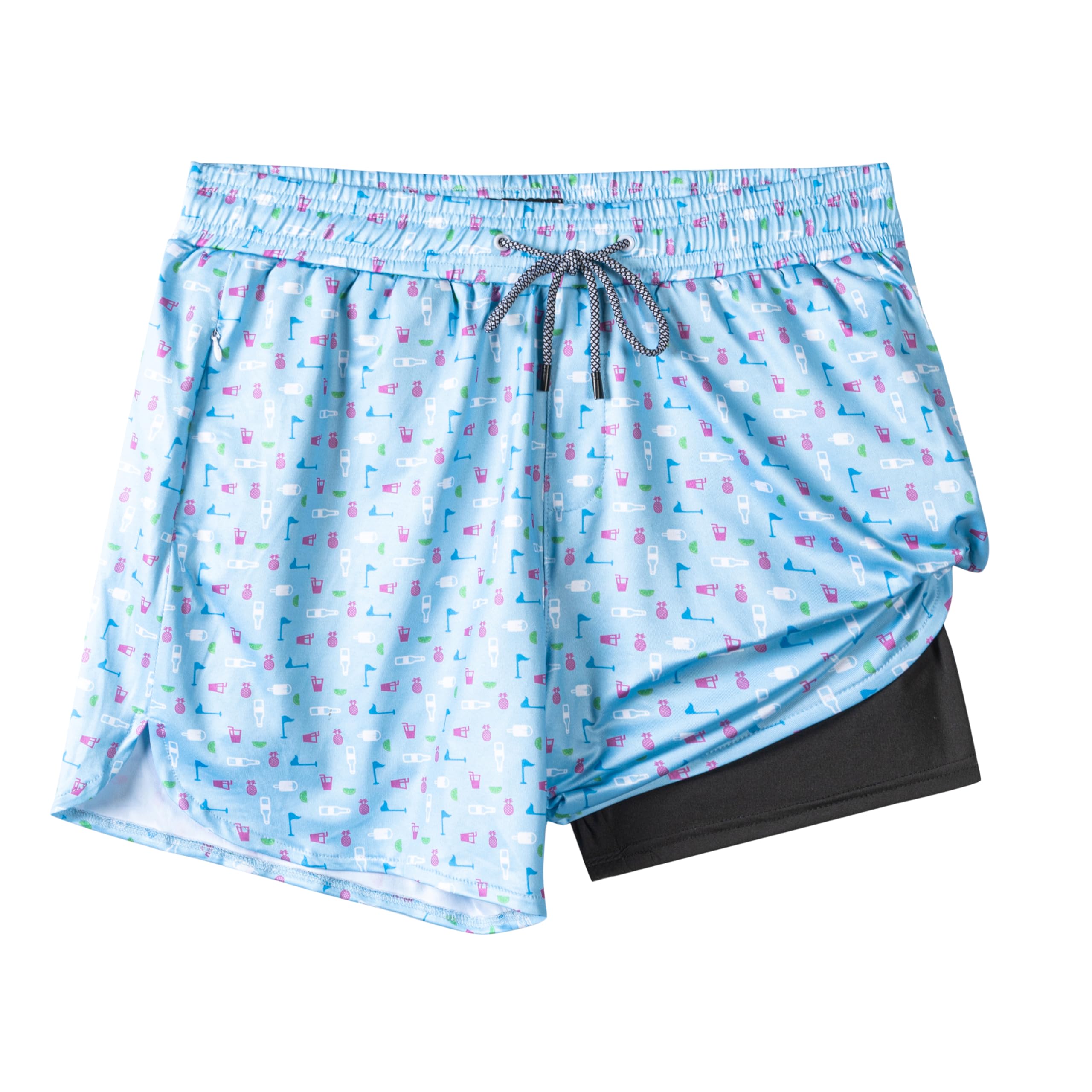 Photo 1 of Mens Swim Trunks with Compression Liner, Men Bathing Suit Men's Swimming Trunks 5.5 inch inseam Sky Blue Beer Board Shorts Swimwear, 4 Way Stretch Beach Shorts Quick Dry with Zipper Pockets