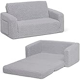 Delta Children Cozee Flip-Out Sherpa 2-in-1 Convertible Sofa to Lounger for Kids, Grey