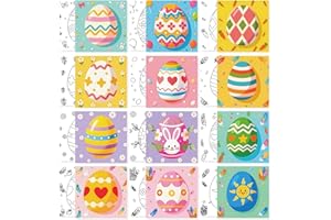 Zynlio 12 Packs Pre Drawn Canvas to Paint, Pre Printed Canvas for Painting, Pre Stretched Canvas Outline Painting Boards for 