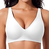 SINFLA Deep V Wireless Bras for Women Seamless No Underwire Bra Comfortable Everyday Wirefree Bras