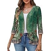 Zeagoo Women's 2026 Summer 3/4 Sleeve Lightweight Cardigans Sweaters Open Front Draped Ruffles Kimono Coverups