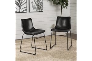 LEMBERI Faux Leather Dining Chairs Set of 2, 18 Inch Modern Kitchen & Dining Room Chairs with Backrest and Metal Legs, Comfortable Upholstered Seat