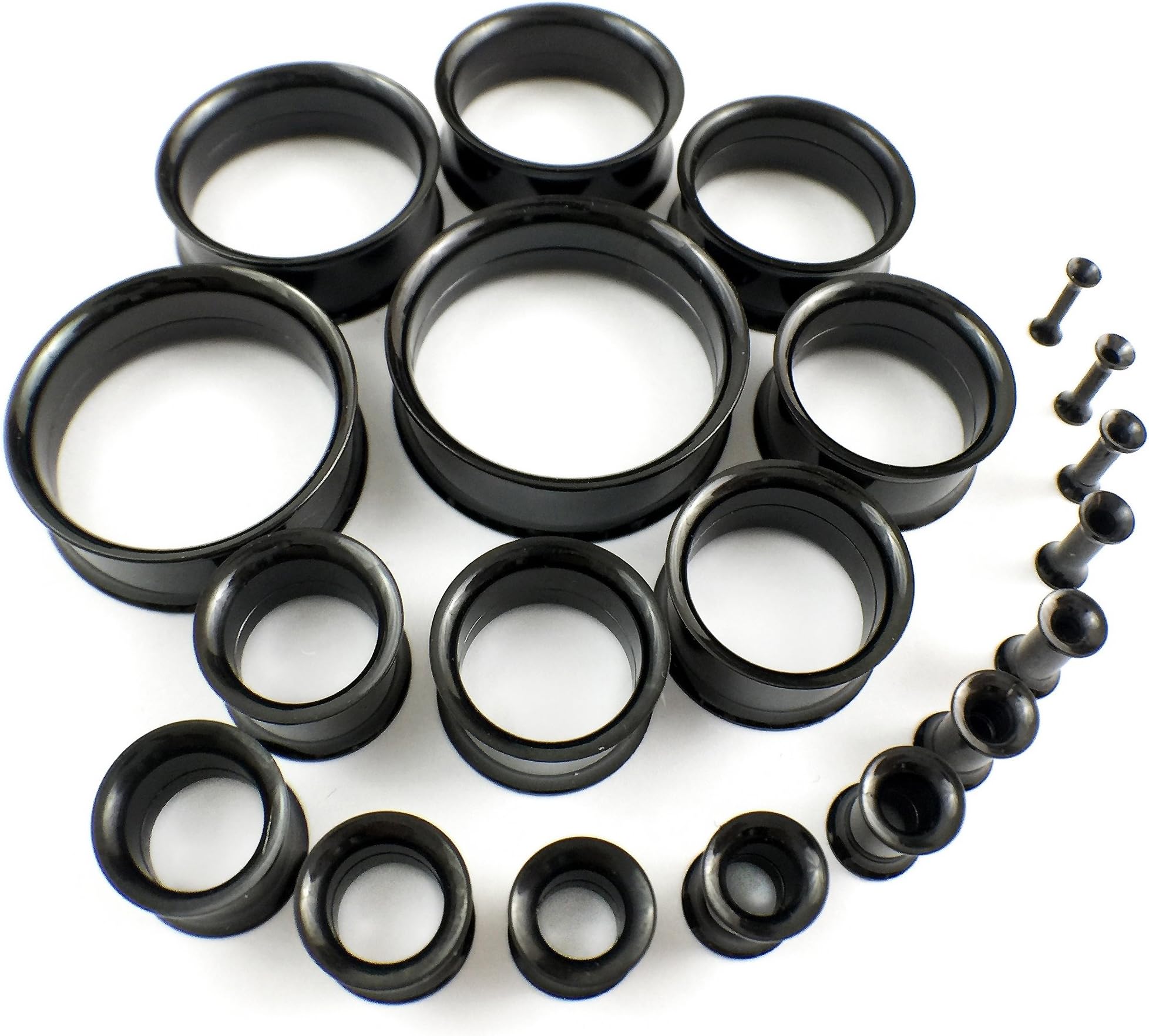 Black Surgical Stainless Steel Flesh Tunnels Double Flare Choose Your Size! Ear Plugs 316L Ear Expanders