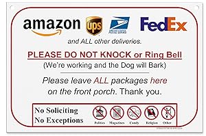 Leave Package Sign - Do Not Knock or Ring Bell (Dog will Bark - Hang sign)