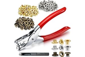 LQQBOX 1003Pcs Grommet Tool Kit, 1/4 Inch 6mm(Inside) Grommet Eyelet Pliers Kit with 1000 Metal Eyelets with Washers for Fabric, Leather, Belt, Shoes, Clothes