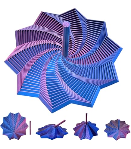 Fukaisu 3 pièces Étoiles sensorielles déployées Fidget, étoile en spirale décompression 3D imprimée avec poignée en nid d'abeille hexagonal pour bureaux - Jouet Fidget pour cadeau (Petit