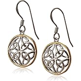 Amazon Essentials Sterling Silver Celtic Knot Round Drop Wire Earrings