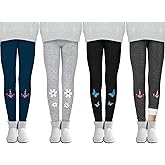 Cooraby 4 Pack Girls Winter Fleece Lined Leggings Girls Thick Warm Leggings Stretchy Thermal Tights Kid Winter Printed Pants