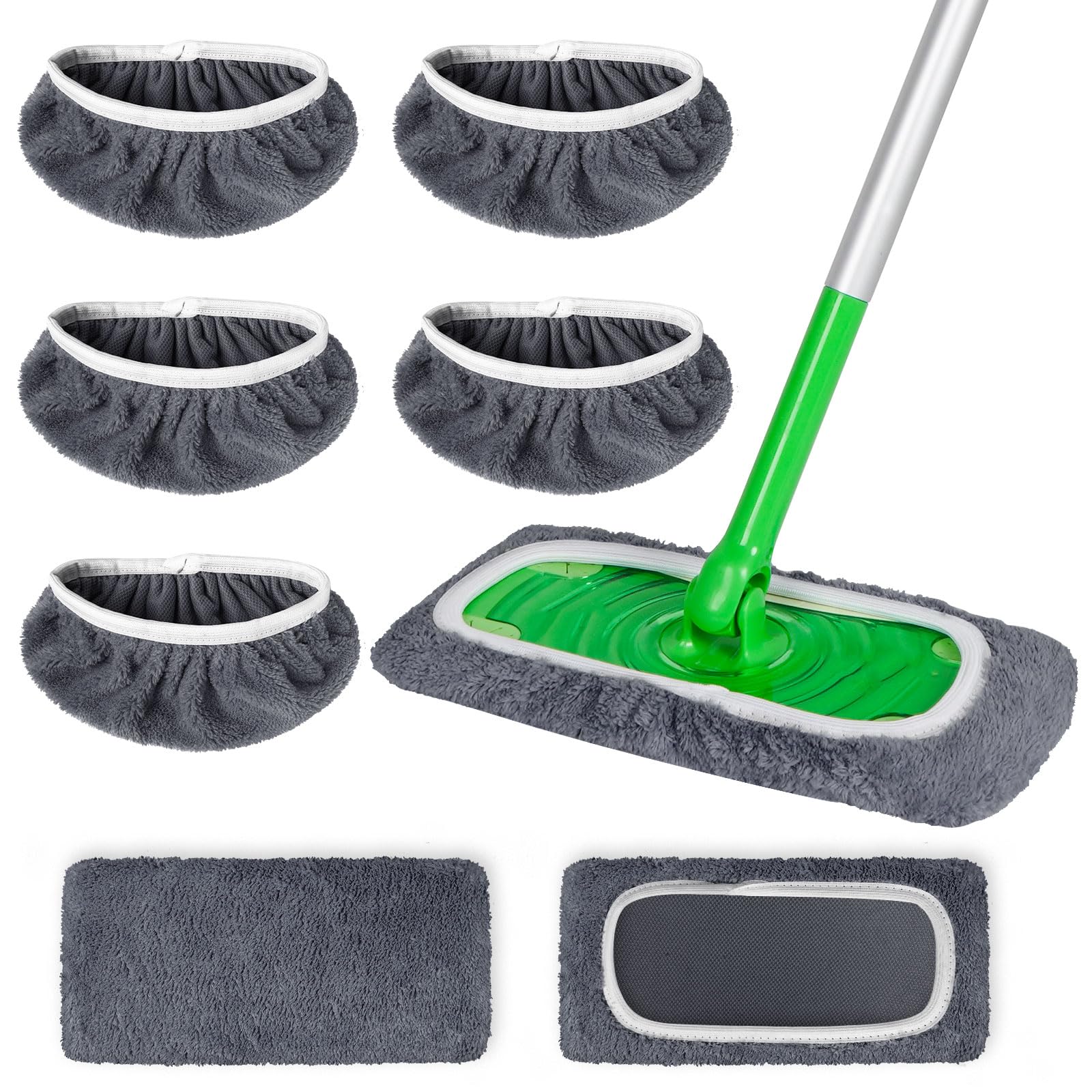 Photo 1 of 5 Pack Reusable Microfiber Mop Pads Compatible with Swiffer Sweeper Mop, Wet and Dry Flat mop Cover, Washable Mop Pads for Surface/Hardwood Floor Cleaning (Mop is Not Included)