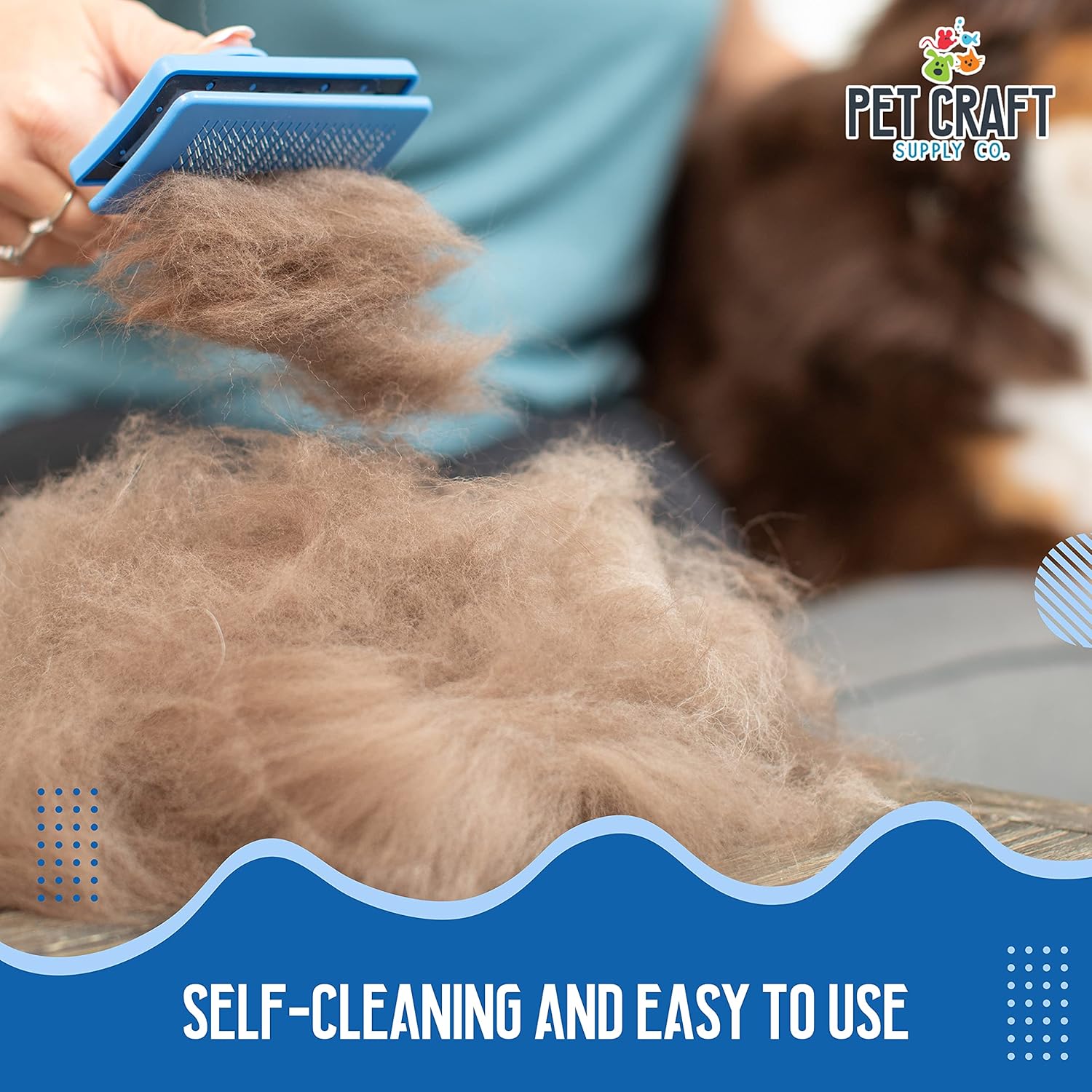 Pet Craft Supply Self Cleaning Grooming Slicker Pet Brush for Cats and Dogs Short Long Haired Fur Small Medium Large Metal Pin Bristle Comb Undercoat DeShedding DeMatting Detangler Puppy Kitten