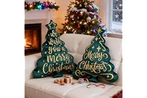 Lanpn Christmas Tree Pillows Set of 2, Merry Christmas Decoration Winter Throw Pillows Soft Cute 3D Shaped Xmas Tree Throw Cushion for Sofa Living Room Bedroom Xmas Decor (16x21 inch, Green)