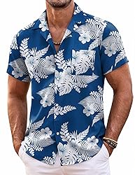 COOFANDY Mens Hawaiian Shirt Short Sleeve Floral