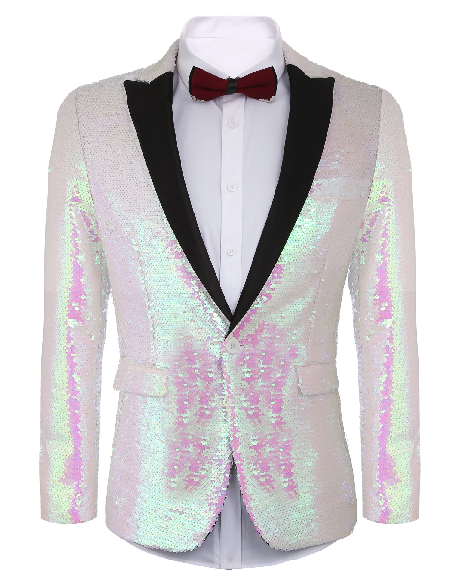 COOFANDY Men's Shiny Sequins Suit Jacket Blazer One Button Tuxedo for