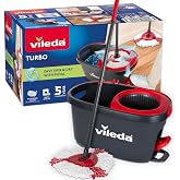 Vileda 163420 - Juego de fregona y Cubo con Pedal de Pie, Mango telesc&oacute;pico 85-125 cm, fregona de Suelo con escurridor Giratorio, Cabezal de fregona de Microfibra 2 en 1, Multicolor, 163420