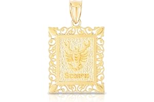 Floreo 10k Yellow Gold Horoscope Zodiac Sign Pendant with Optional Necklace, 0.73" x 0.62"
