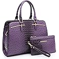Women Handbag Wallet Tote Shoulder Hobo Bag Top Handle Satchel Purse Set 2pcs with 3 Compartments