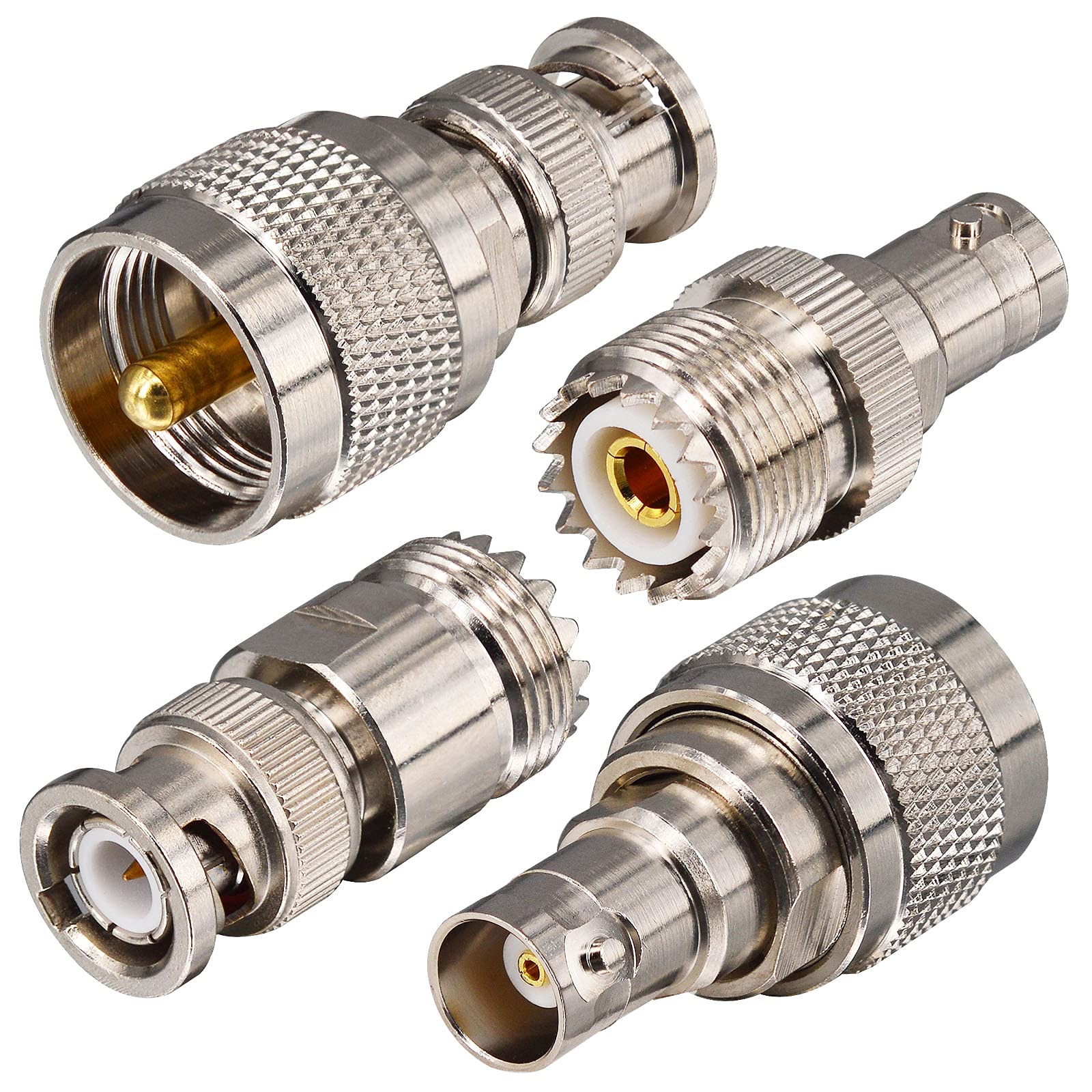 YILIANDUO BNC to UHF 4 Type RF Adapter Kit BNC Male Female to UHF Male Female PL-259 SO-239 Radios Adapter Kit for Antennas Wireless LAN Devices Coaxial Cable Wi-Fi Radios External Antenna