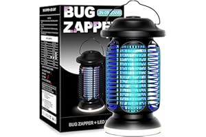 Bug Zapper Outdoor Indoor, Electric Fly Zapper Waterproof with 2W LED Light, 18W Power & 4000V High-Voltage, Coverage Area of