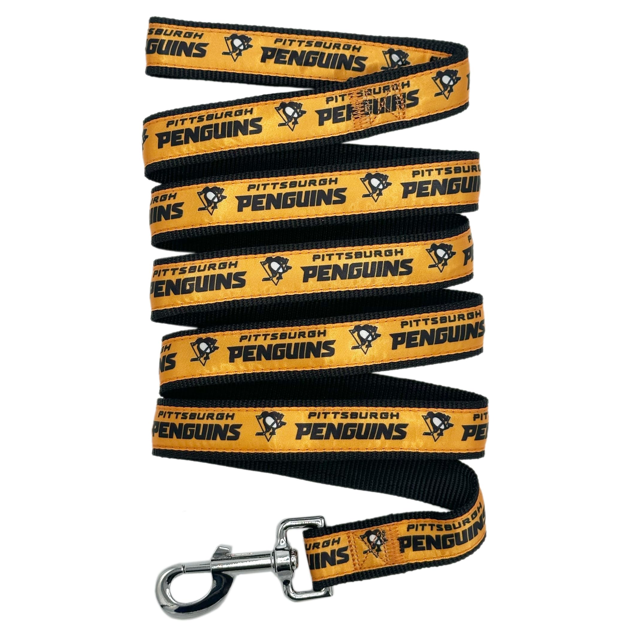 Pets First NHL Pittsburgh Penguins Leash for Dogs & Cats, Walk Cute & Stylish! The Ultimate Hockey Fan Leash!, Large (6 ft Long x 1 in Width) (PEN-3031-LG)