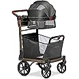 Wadabuggy Pet Foldable Cart - Luxury Cat & Dog Stroller with Extra Large Shopping Basket, Cup Holders, & Ventilated Canopy - Easy Fold Pet Stroller for Cats & Dogs