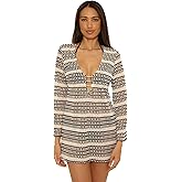 BECCA Women's Utopia Crochet Tunic, Casual, Pull On, Beach Cover Ups