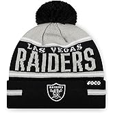 FOCO NFL Team Logo Big Wordmark Stripe Pom Beanie Hat