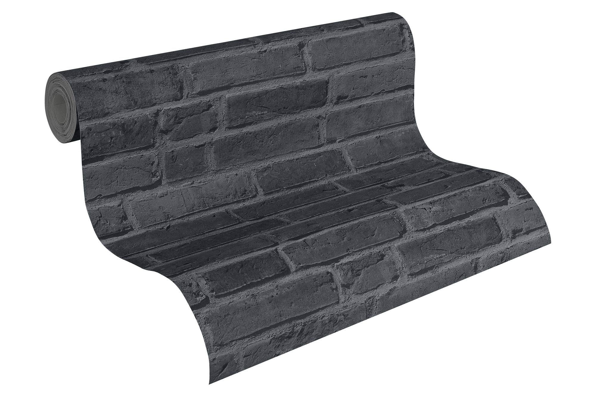 A.S. Création Brick Wallpaper Elements Non-Woven Wallpaper 10.05 m x 0.53 m Black Grey Made in Germany 942833 94283-3