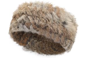 ZLYC Women Rabbit Fur Headband Cold Weather Hair Band Stretchy Winter Earwarmer Earmuffs