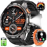 Military Smartwatch for Men 1000mAh Fitness Tracker Rugged Men Watch 2Bands | 1.91" Men's Smart Watch Answer/Make Calls, 5 ATM /110+ Sport Modes/Heart Rate/SpO2/Sleep Monitor Watch for Android Iphone