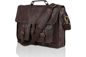 KOMAL'S PASSION LEATHER Leather briefcase 18 inch laptop messenger bag for men and women best satchel office bag