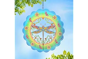 WACLSTDAY Dragonfly Wind Spinners Gifts for Women Mom Grandma Wife,Hanging Metal Wind Spinner for Outdoor Indoor Decorations,12 inch Kinetic Sculpture Outdoor Christmas Decor Garden Yard
