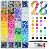 qiipii 28 Color 3mm Jelly Resin Rhinestones w B7000 Glue for Bedazzling Crafting Flatback Stones Colorful AB Gems Diamonds Bedaazler Kit Charms for Nails Eyes Face Makeup Tumblers Bottles DIY Crafts