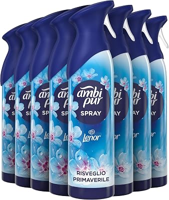 Ambi Pur Deodorante Ambienti Spray, 8 Pezzi, Lenor Risveglio Primaverile