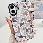 HYUEKOKO for iPhone 16 Case, Vintage Camo Pattern Design for Men Boys Teens, Cool Camouflage Shockproof Protective Cover for Girls Women - Black