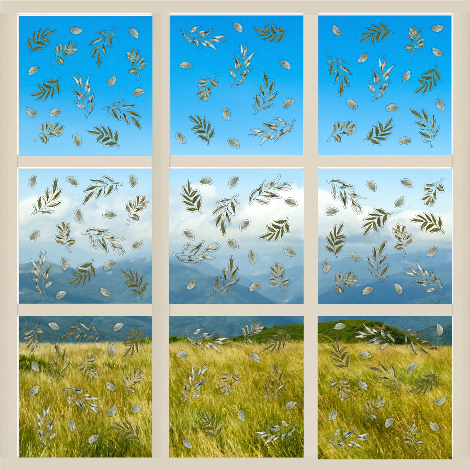 WALPLUS Spring Window Clings Spring Decorations Summer Window Clings Double-Sided Reusable Peel and Stick Removable for Glass Living Room Watercolor Lush Leaves Window Clings 150 Pieces