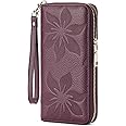 GOIACII Women's Wallet Ladies Large Capacity Wristlet Long Phone Clutch Purse Bifold Credit Card RFID Blocking Leather