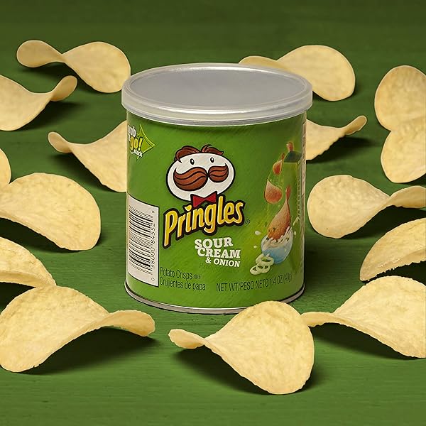 PRINGLES POTATO CRISPS CHIPS, LUNCH SNACKS, OFFICE AND KIDS SNACKS, GRAB N’ GO, SOUR CREAM AND ONION (12 CANS)