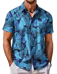 COOFANDY Mens Hawaiian Shirt Short Sleeve Button