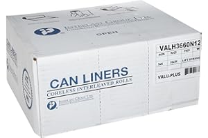 Inteplast Group VALH3660N12 High-Density Can Liner, 36 x 58, 55-Gallon, 13 Micron Equivalent, Clear, 25 Per Roll (Case of 8 Rols)