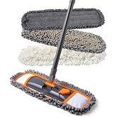 CLEANHOME Mops for Floor Cleaning for Hardwood, Marble, Tile Floor Mopping | 3 Different Washable Pads, Extendable 55" Long Handle, Multifunction Dust Mop