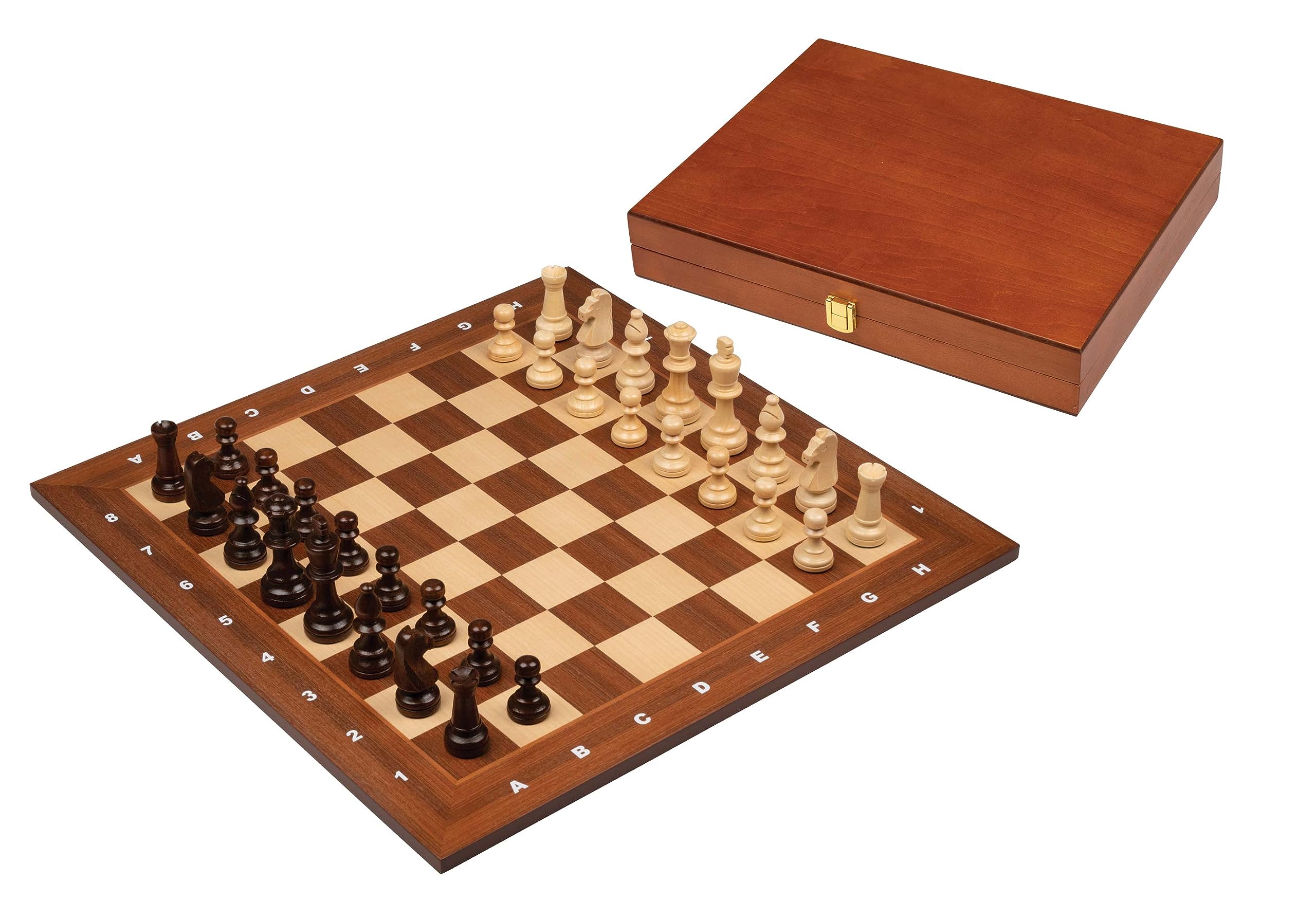 Philos Tournament Wooden Chess Set with 50cm Board and Wooden Pieces in Wooden Storage Box (90mm King)