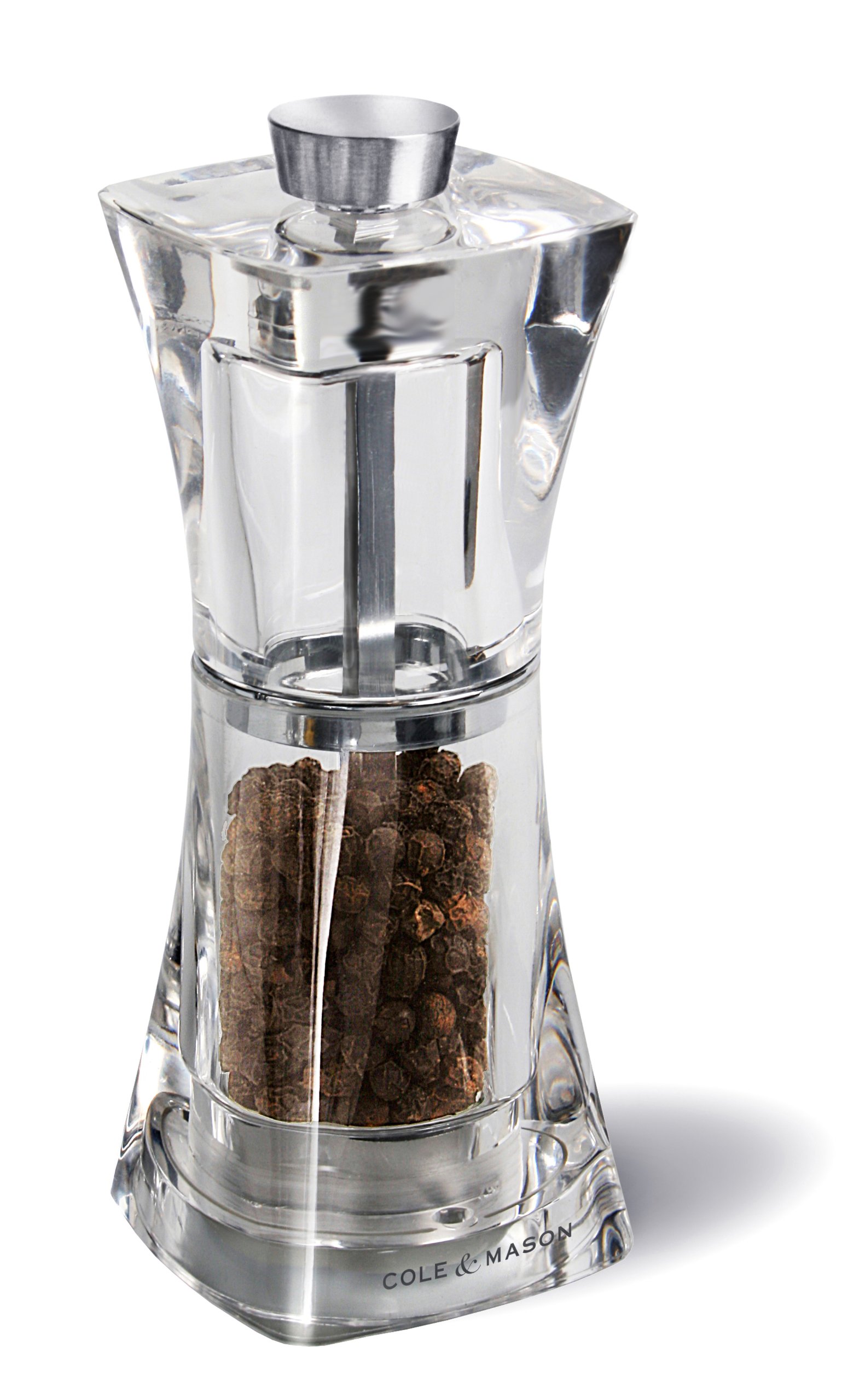 Cole & Mason Crystal Clear Pepper Mill, Adjustable Grind Precision+, Acrylic, 125mm, Includes 1 x Pepper Grinder, Lifetime Mechanism Guarantee