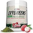 EHP Labs OxyGreens Super Greens Powder - Spirulina & Chlorella Superfood, Green Juice Powder & Greens Supplements with Prebiotic Fibre, Antioxidants & Immunity Support, 30 Serves (Lychee)