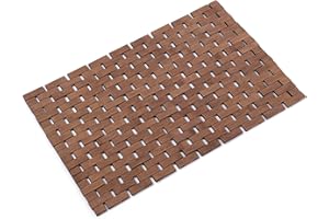FOVLAURS Bamboo Bath Mat Bathroom Rugs Floor Wood Shower Bathtub Waterproof Non Slip Accessories 16x24 Inch Easy to Clean, Walnut, 1 pc