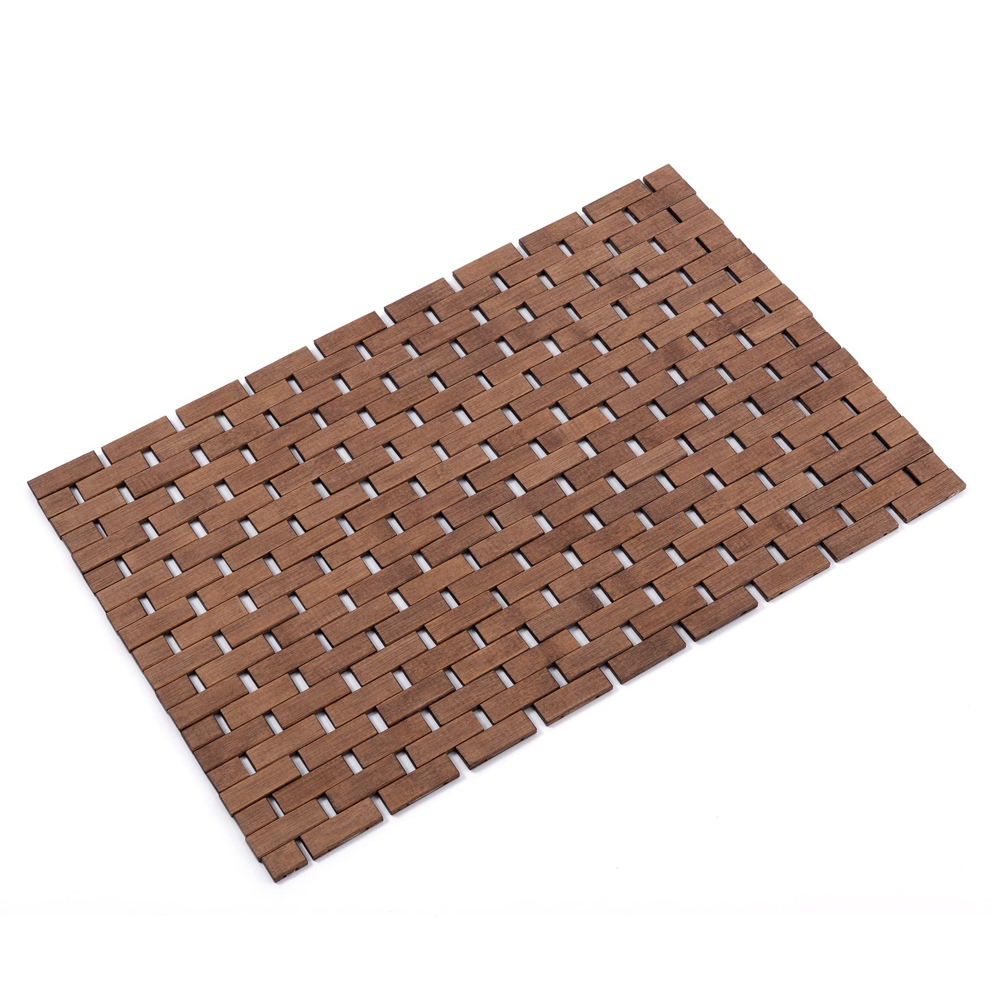 Photo 1 of Bamboo Bath Mat Bathroom Rugs Floor Wood Shower Bathtub Waterproof Non Slip Accessories 16x24 Inch Easy to Clean, Walnut, 1 pc