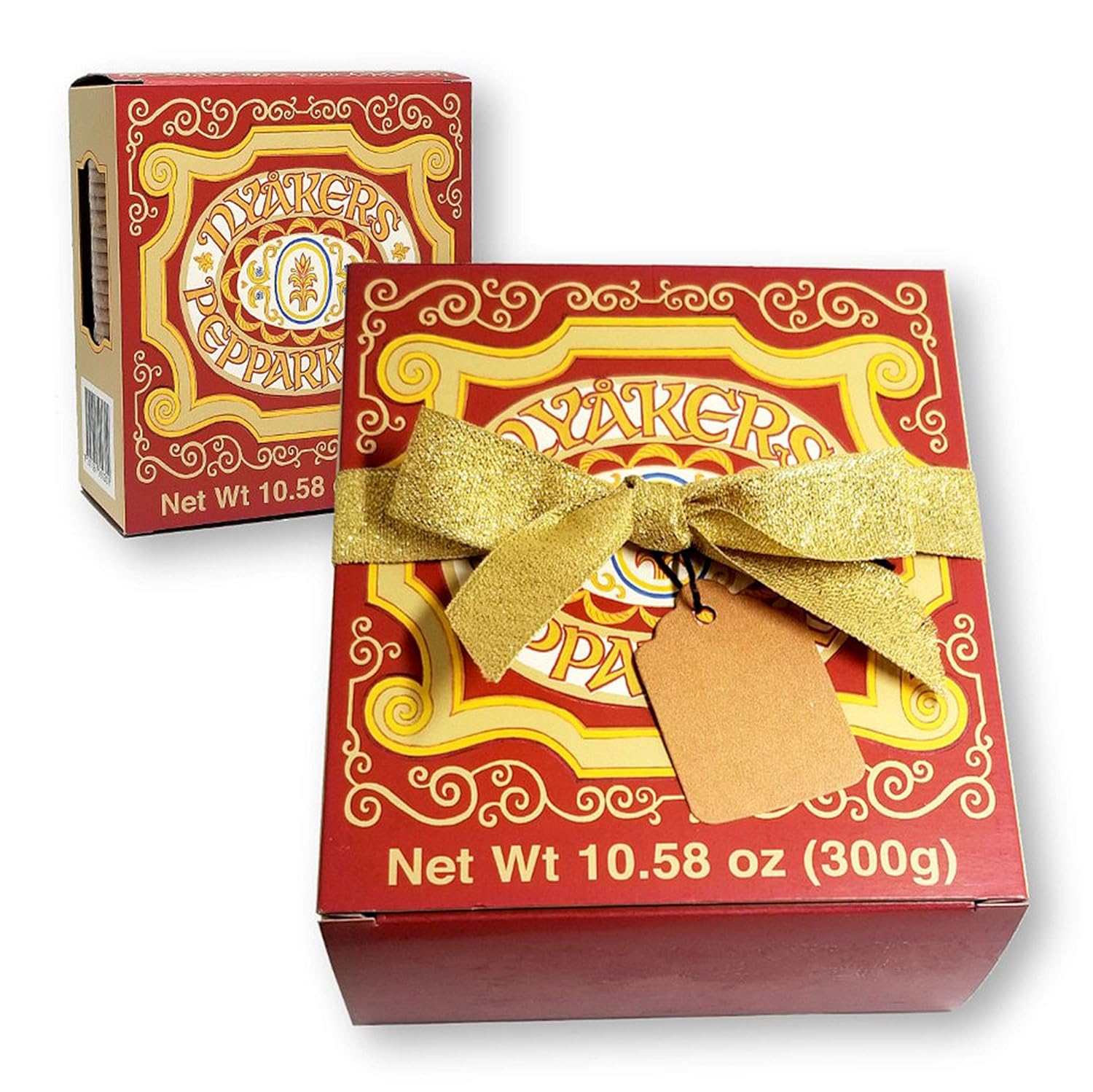 Nyakers Swedish Gingersnaps Cookies Ginger Snaps Original Flavor Gift Box with Gold