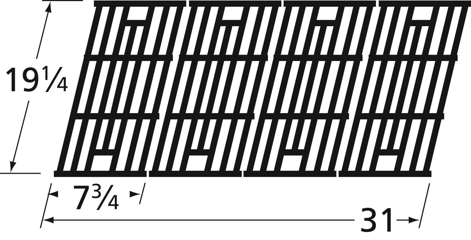 Music City Metals 63184 Matte Cast Iron Cooking Grid Replacement for Gas Grill Models Outdoor Gourmet SRGG51103 and SRGG51103A, Set of 4