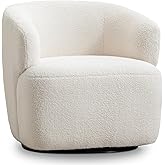 SOFTHION Swivel Accent Chair, Sherpa Teddy Barrel Chair for Living Room, Cozy Round Boucle Arm Chair, Metal Base for Club Nur